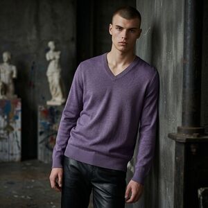 Banana Republic extra fine merino wool heather purple XL sweater Old Money